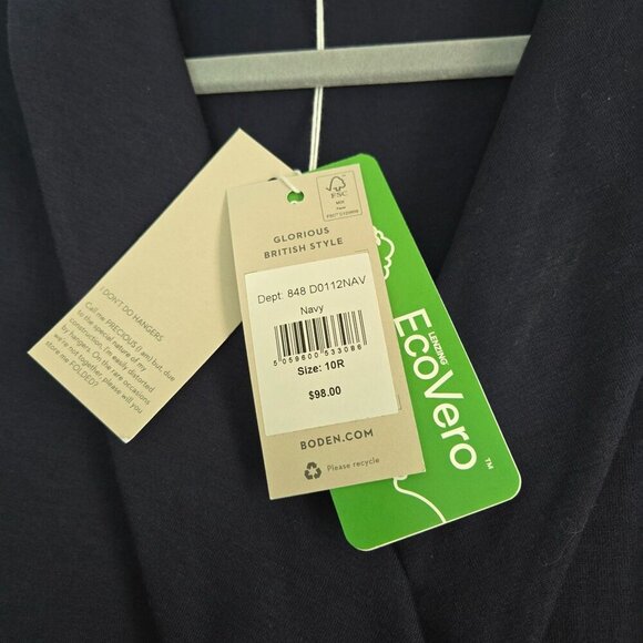 Boden NWT Fixed Wrap Jersey Dress Navy Pockets Size 10R - Picture 9 of 13